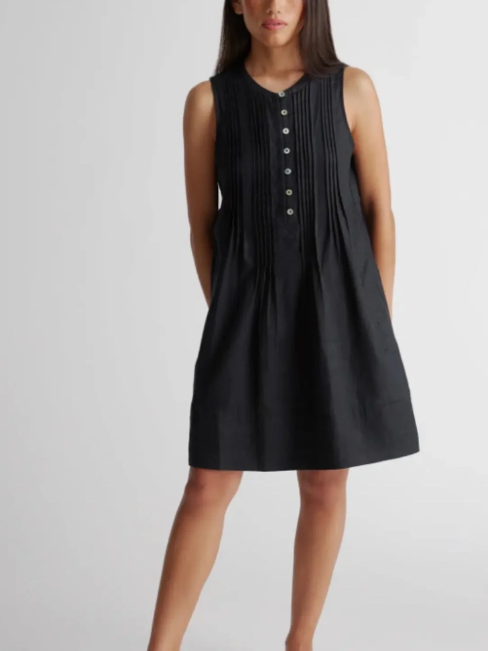 Quince 100% European Linen Sleeveless Swing Dress in black Size Medium NWT (I) - Picture 2 of 10